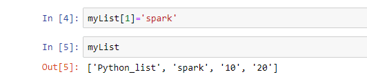 myList[1]='spark'