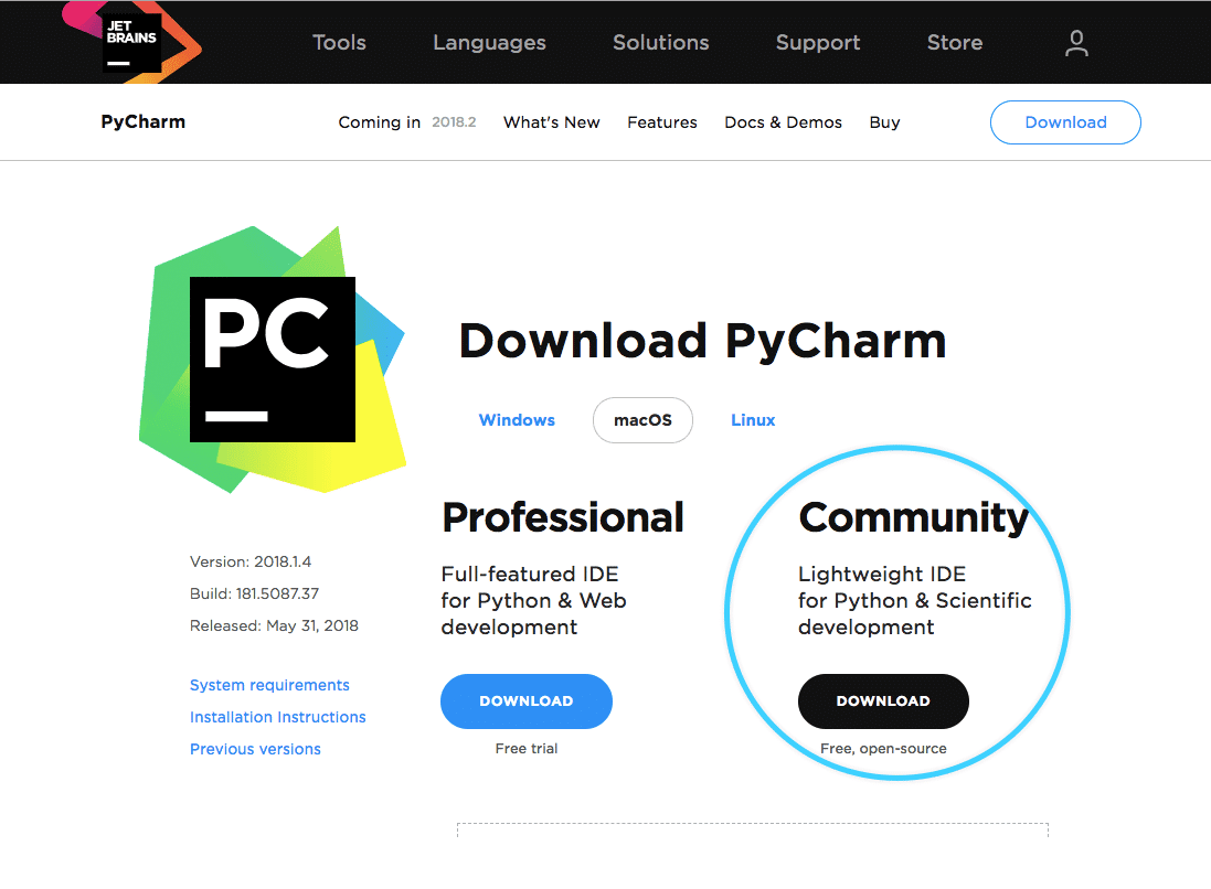 instal PyCharm Community Edition free