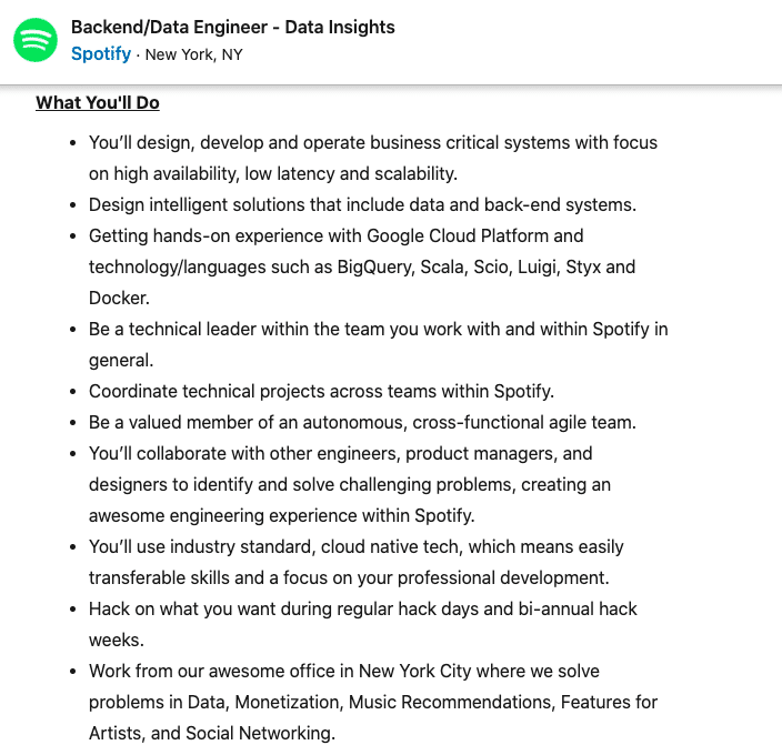 Data Engineer Job