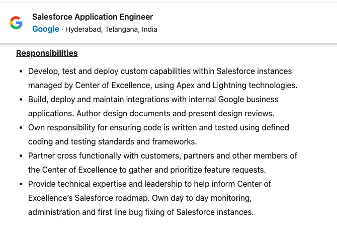 Salesforce Application Engineer Job