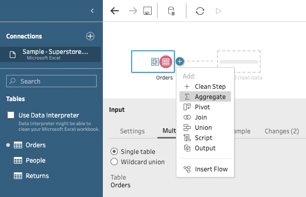 Aggregate in Tableau Prep