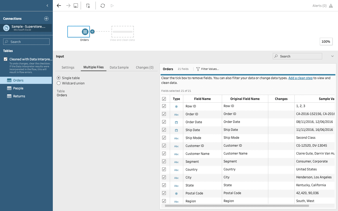 Orders in Tableau Prep