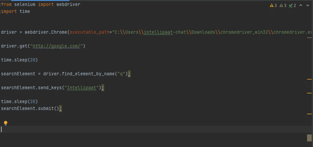 Test script to be executed on PyCharm