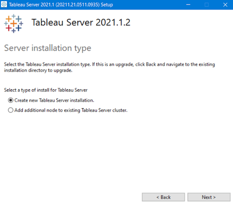 Create new Tableau Server installation