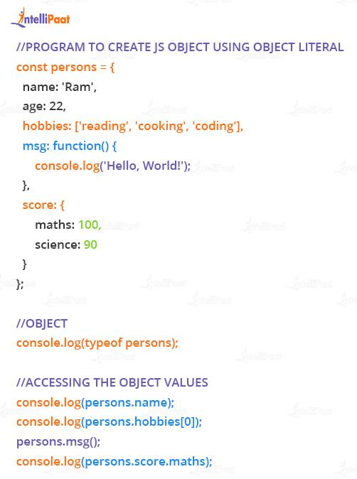 using object literal