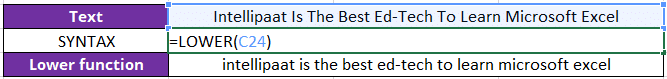 LOWER Formula in Excel