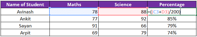 Percentage Formula in Excel