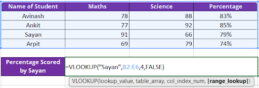 VLOOKUP formula in Excel