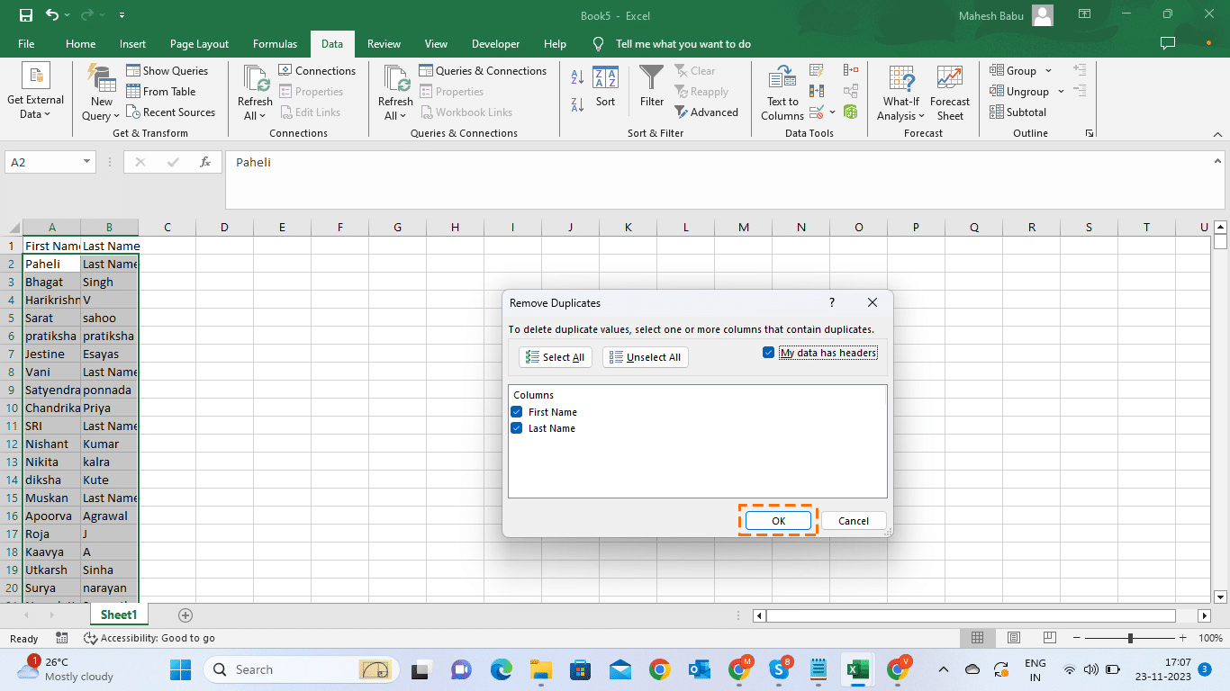 Selecting the Columns