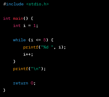 Example of a while loop in C