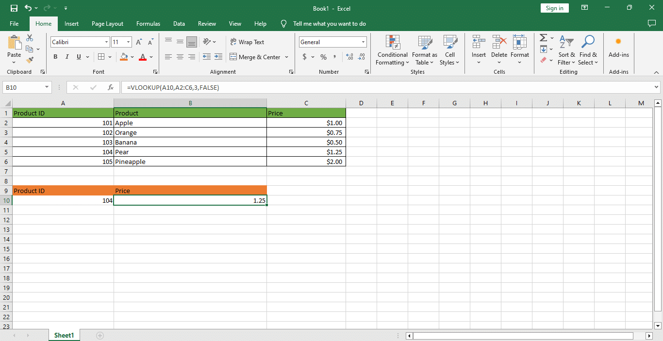 Exact Match using VLOOKUP