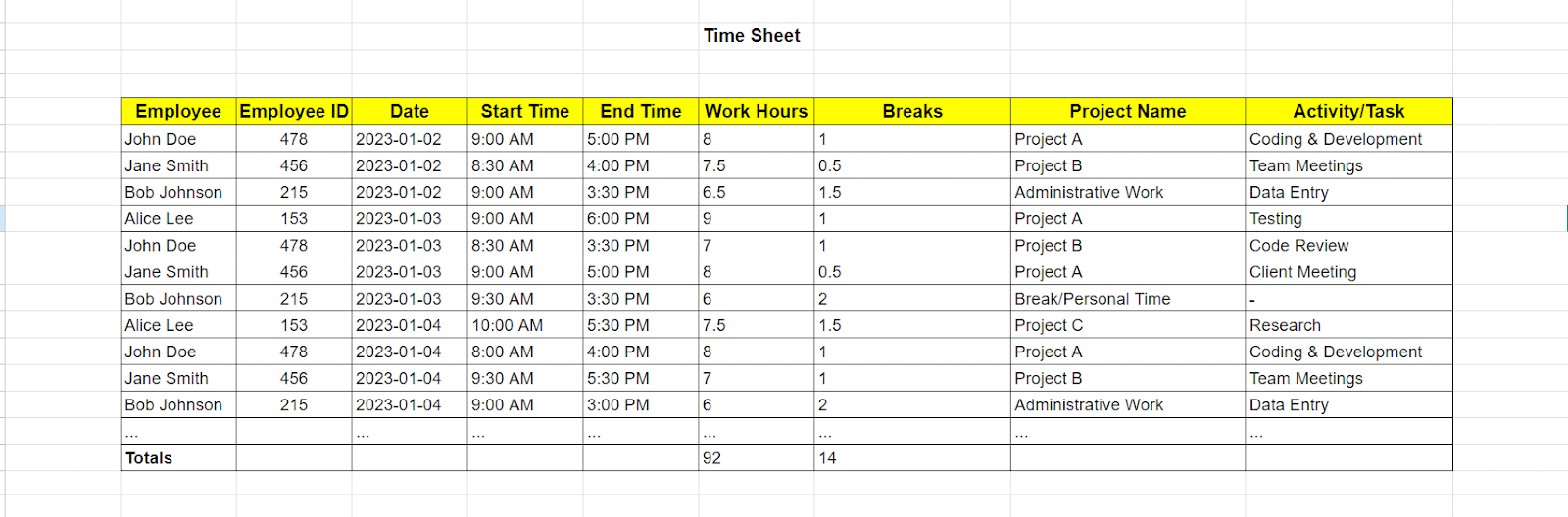 Time Tracking Report Format