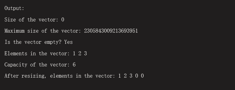 Vector Capacity Functions program output