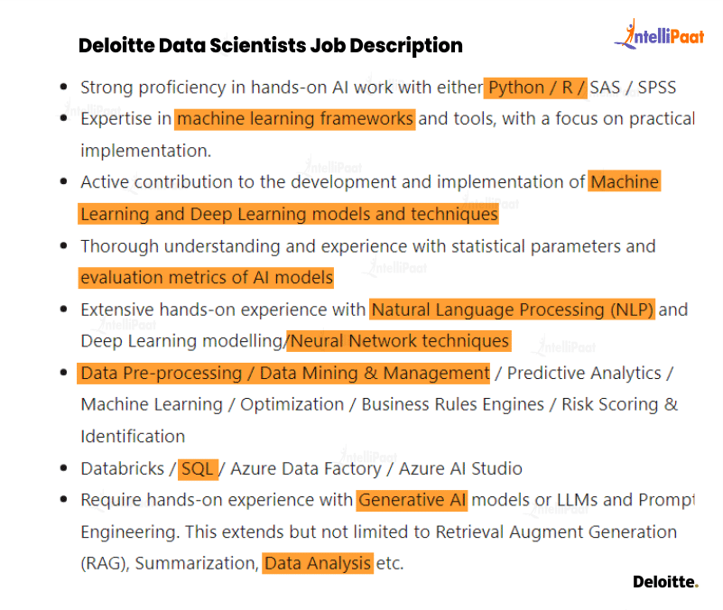 Data Scientist Job Description Deloitte – Data Analyst vs. Data Scientist – Intellipaat