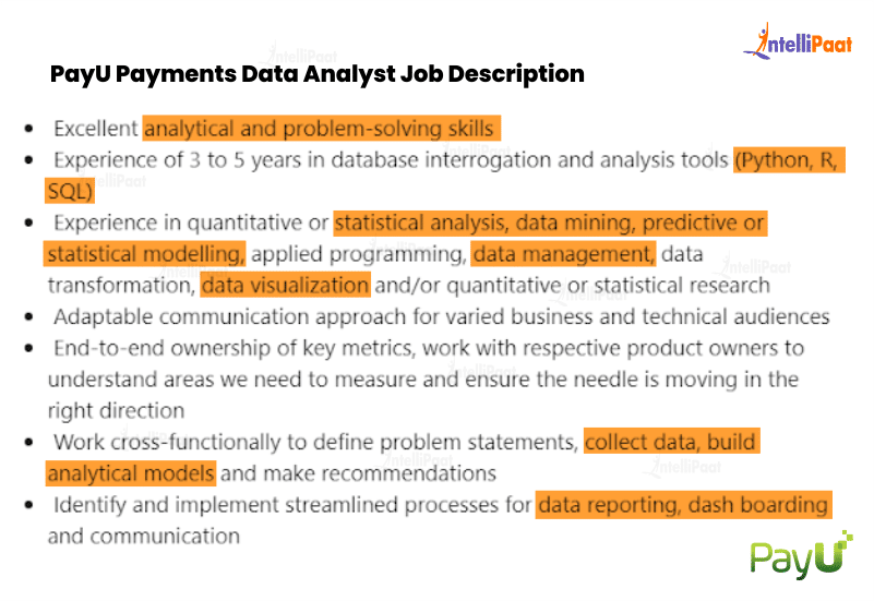 Data Analyst Job Description PayU Payments – Data Analyst vs. Data Scientist – Intellipaat