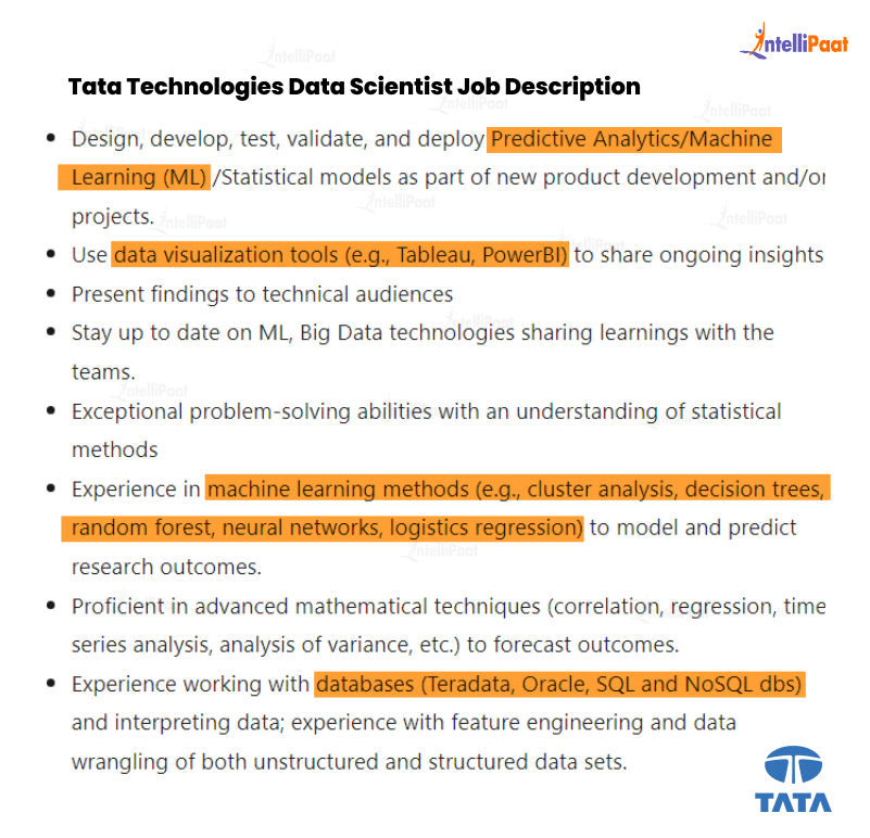 Data Scientist Job Description Tata Technologies – Data Analyst vs. Data Scientist – Intellipaat