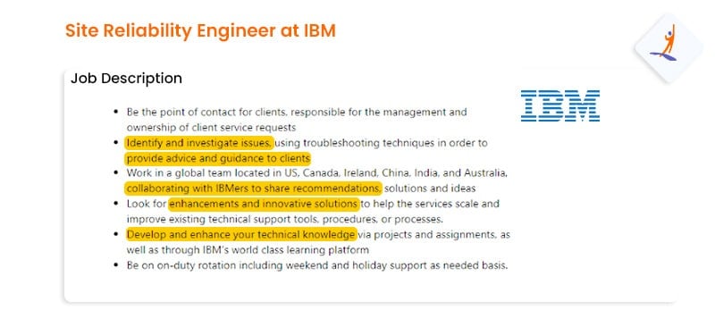 SRE at IBM Job Description - SRE Vs DevOps - Intellipaat