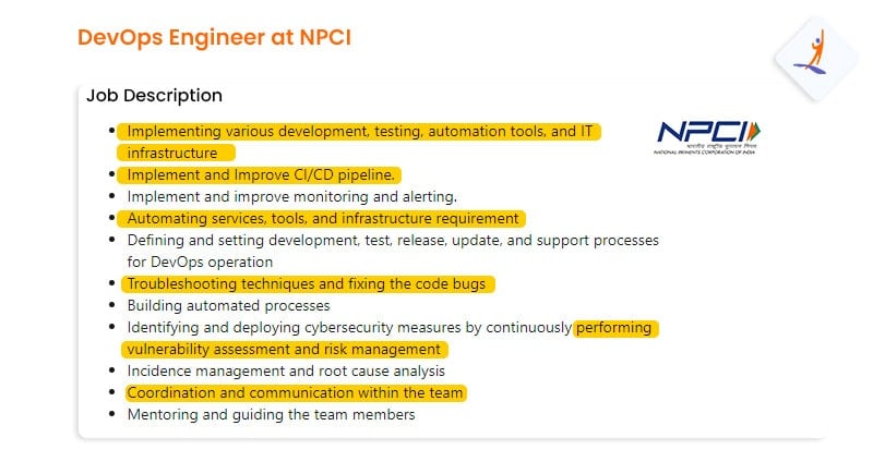 DevOps Engineer at NPCI Job Description - SRE Vs DevOps - Intellipaat