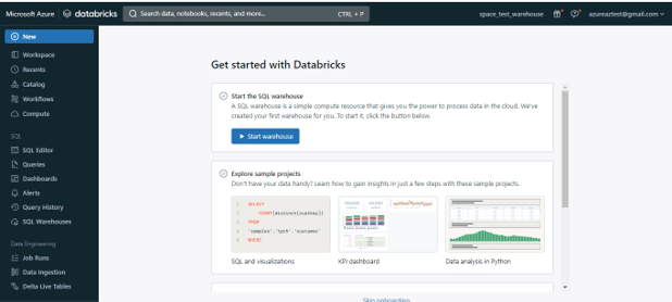 Get started with Databricks to launch the Data Warehouse