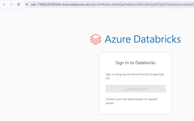 Signing into the Azure Databricks using Azure Active Directory single sign-on