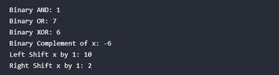 Bitwise Operators in Python Output