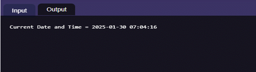 datetime.now() Method in Python Output