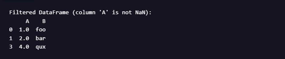 column value is not NaN in Python Output