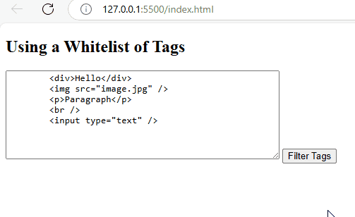 Using a Whitelist of HTML Tags