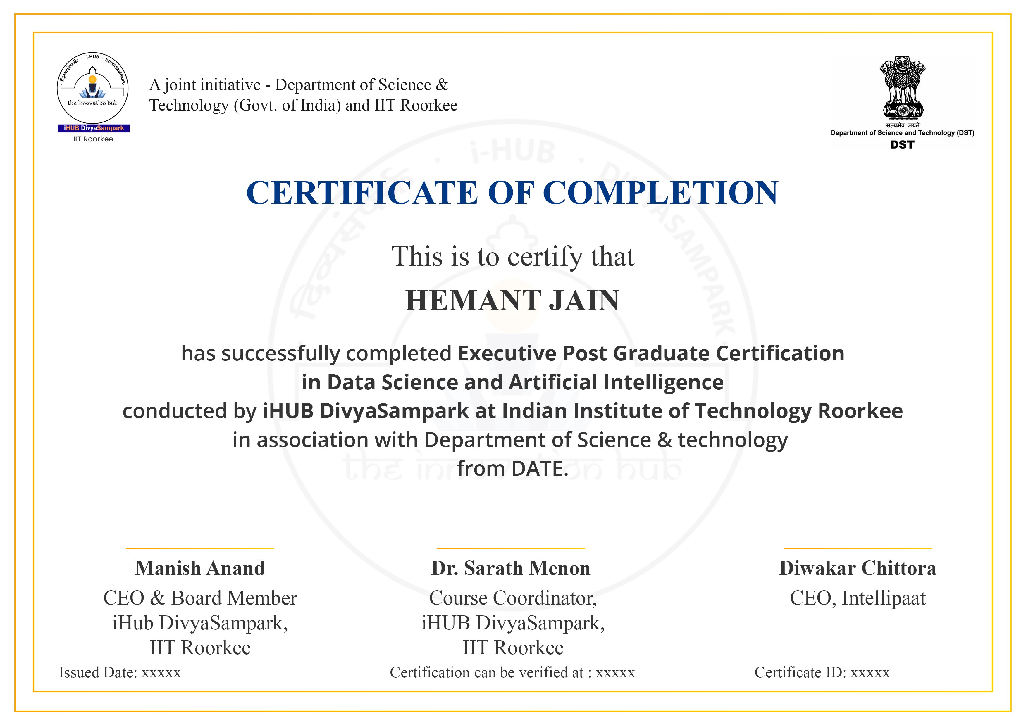 Executive Post Graduate Certification In Data Science Artificial 