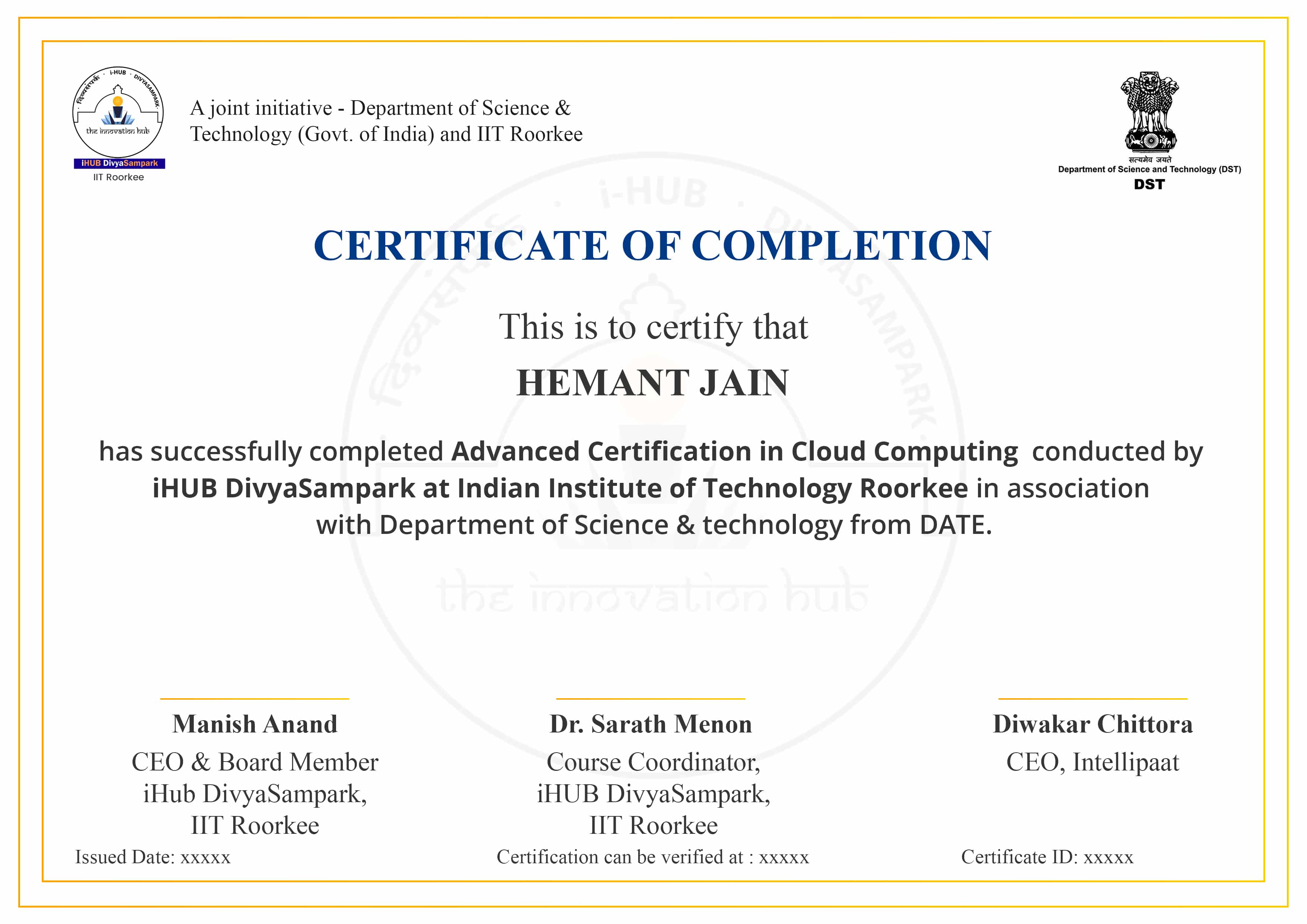 Advanced Certification in Cloud Computing Intellipaat