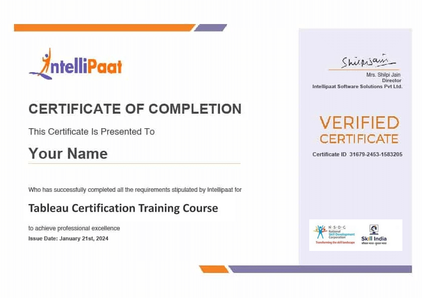 Tableau Course Certificate Tableau Course Certificate