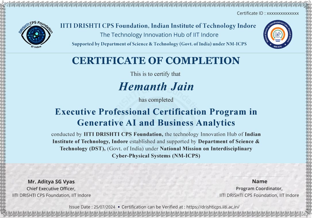 Executive Professional Certification Program in Generative AI and Business Analytics Executive Professional Certification Program in Generative AI and Business Analytics