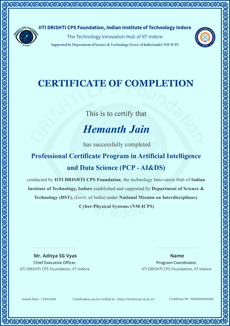 AI & Data Science from Drishti CPS IIT Indore - GENIUS PRO - Intellipaat