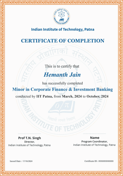 IITP Minor in Corporate Finance Investment Banking