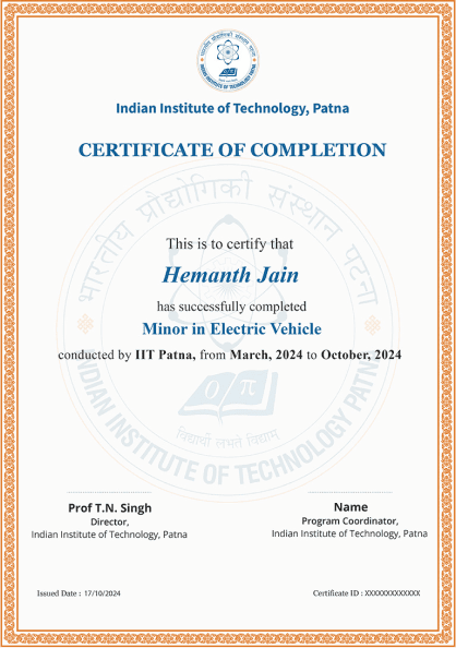 IITP Minor in Electric Vehicle