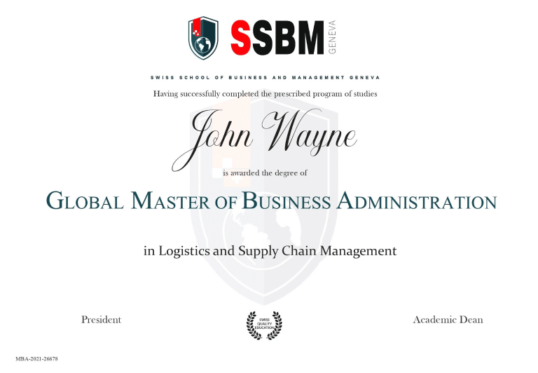 MBA in Supply Chain Management SSBM