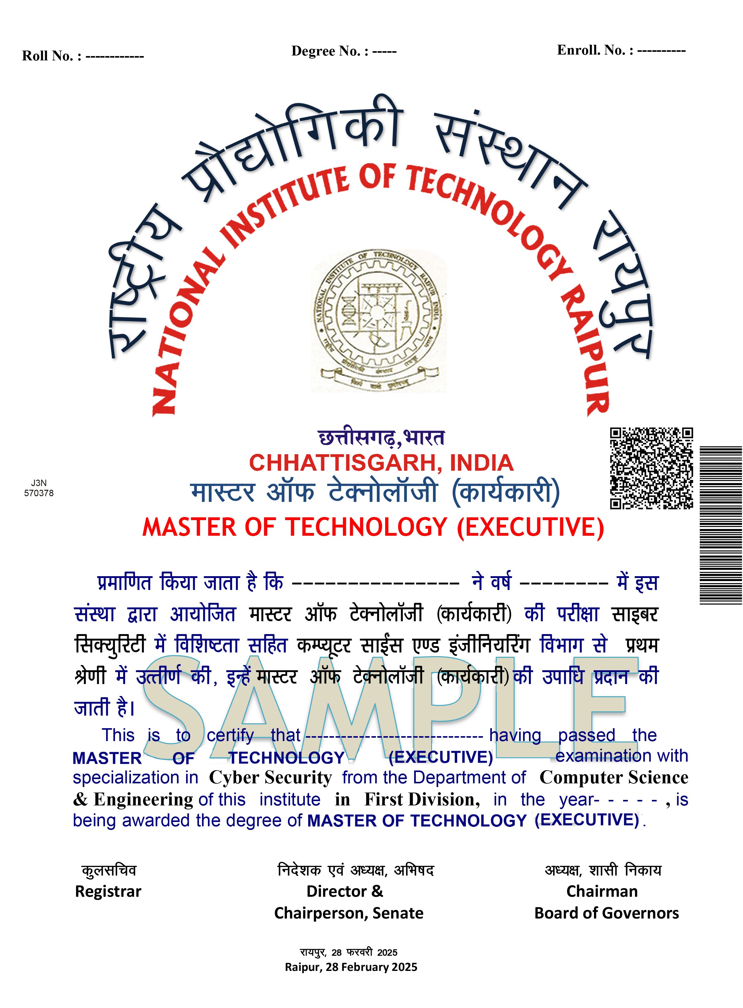 Cyber Security NIT Raipur Certificate Image Cyber Security NIT Raipur Certificate Image