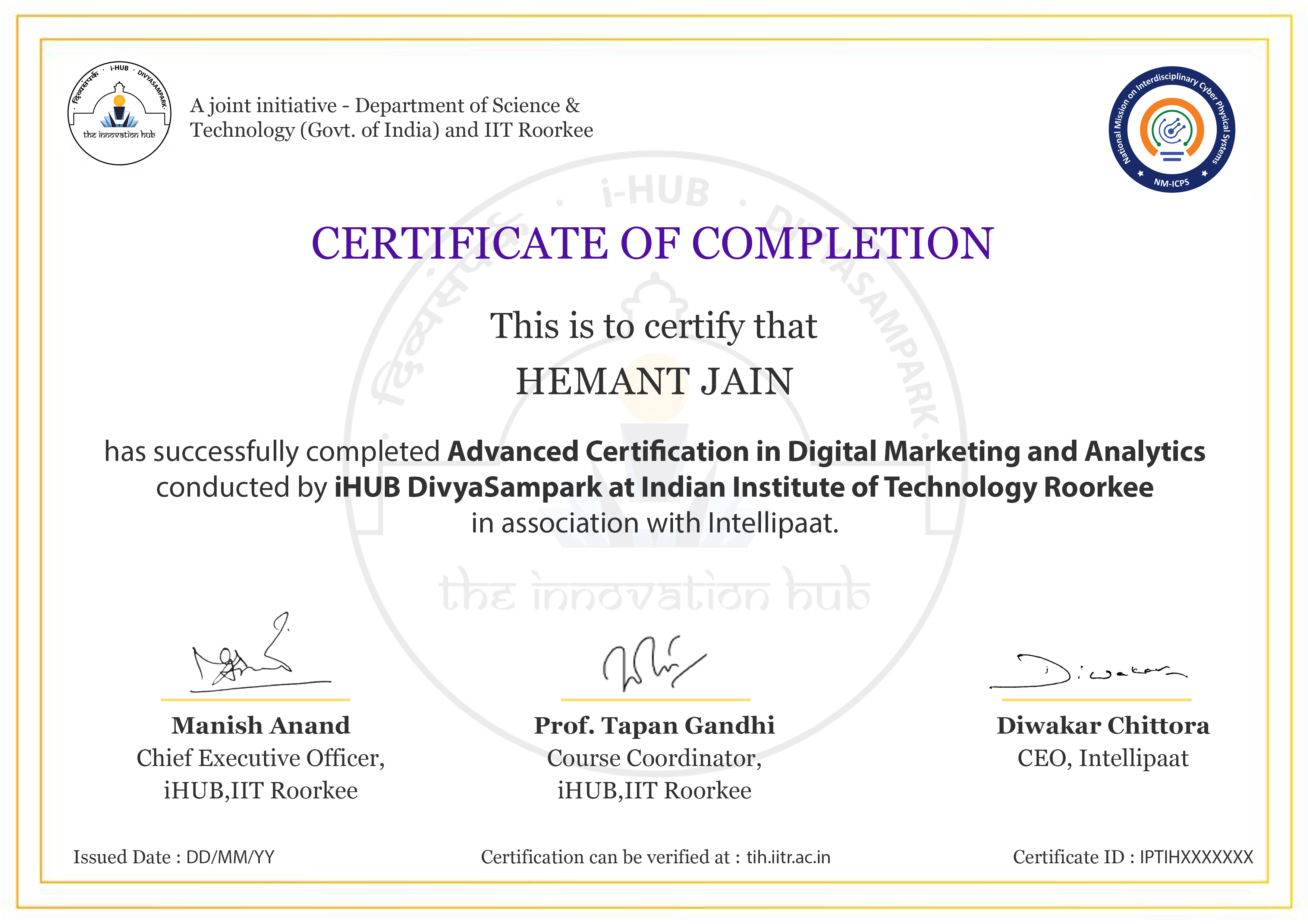 Advanced Certification in Digital Marketing and Analytics Advanced Certification in Digital Marketing and Analytics