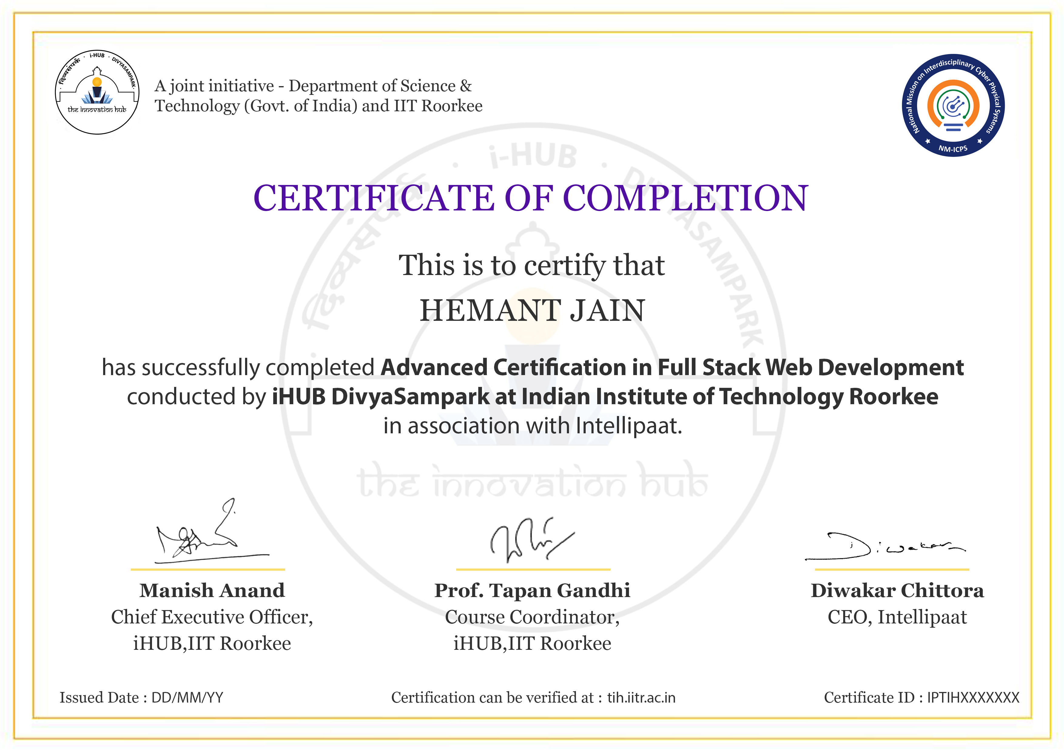 Advanced Certification in Full Stack Web Development Advanced Certification in Full Stack Web Development