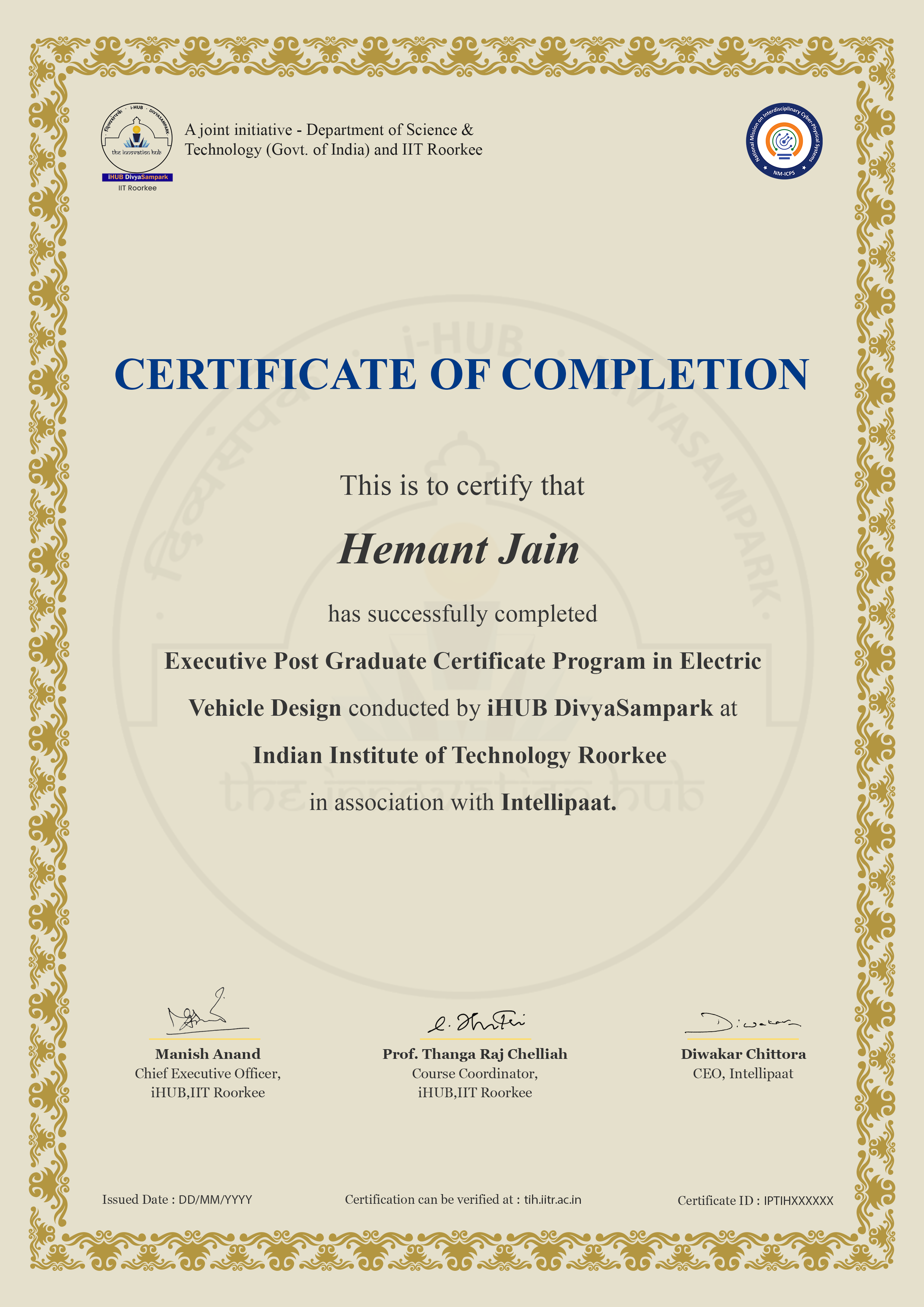Executive Post Graduate Certificate Program in Electric Vehicle Design Executive Post Graduate Certificate Program in Electric Vehicle Design