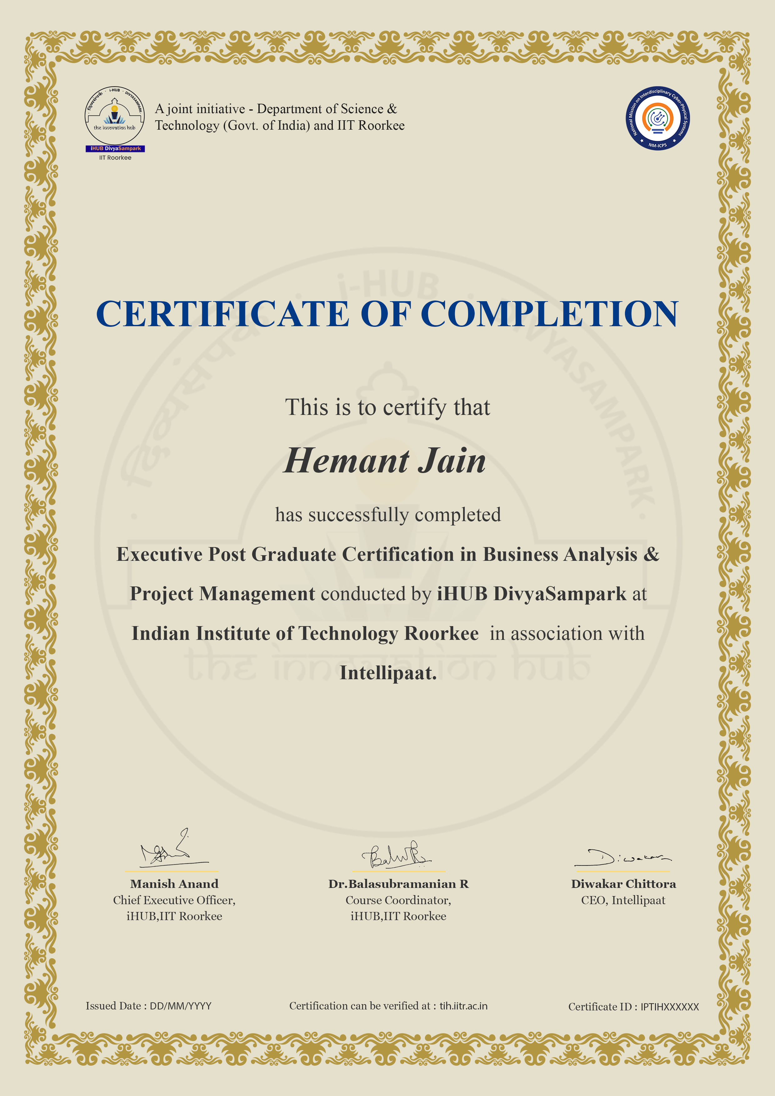 Executive Post Graduate Certification in Business Analysis Project Management Executive Post Graduate Certification in Business Analysis Project Management