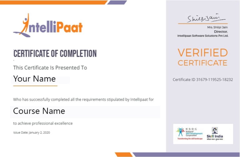 Intellipaat certificate