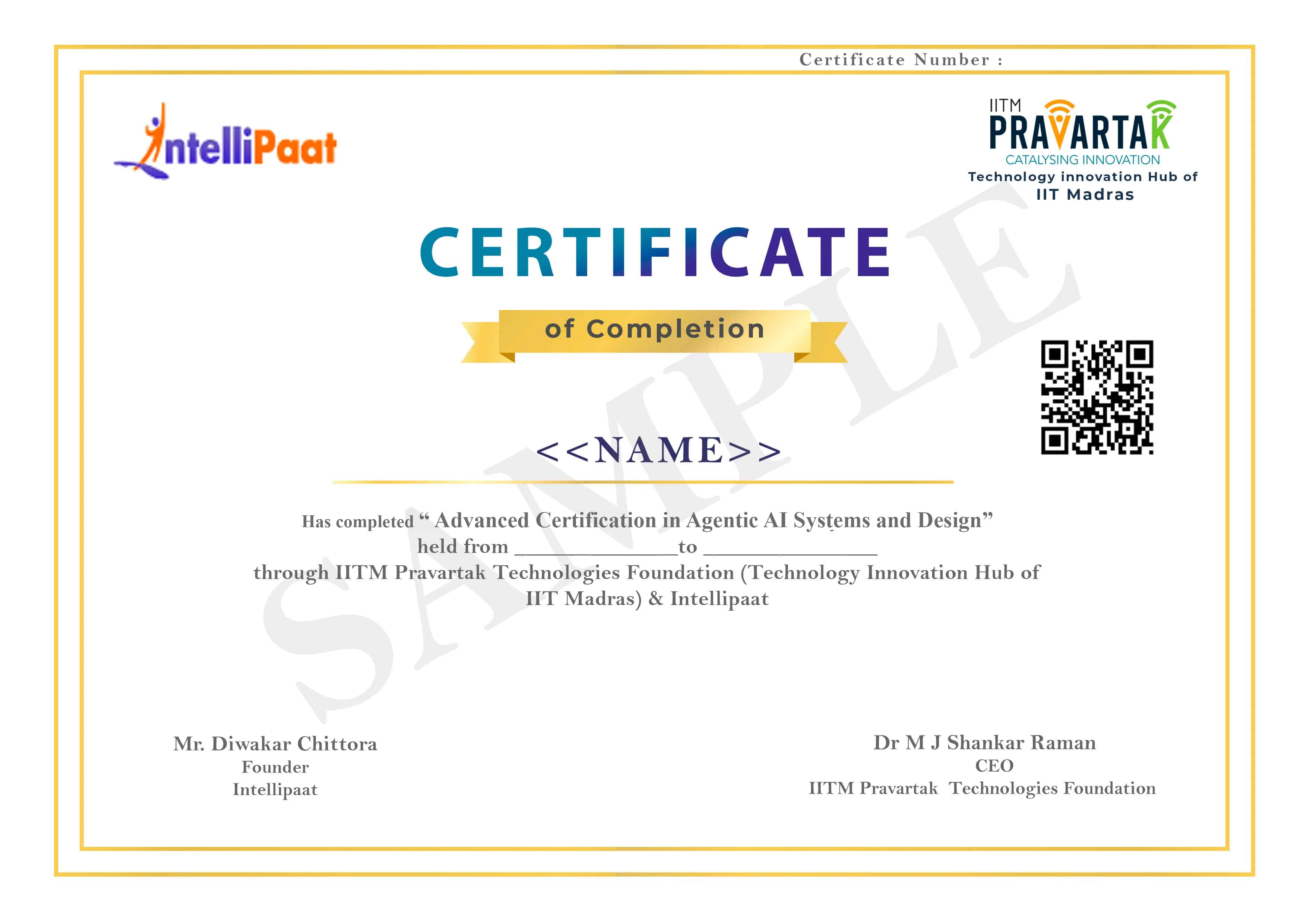 Advanced Certification in Agentic AI Systems and Design Certificate Image