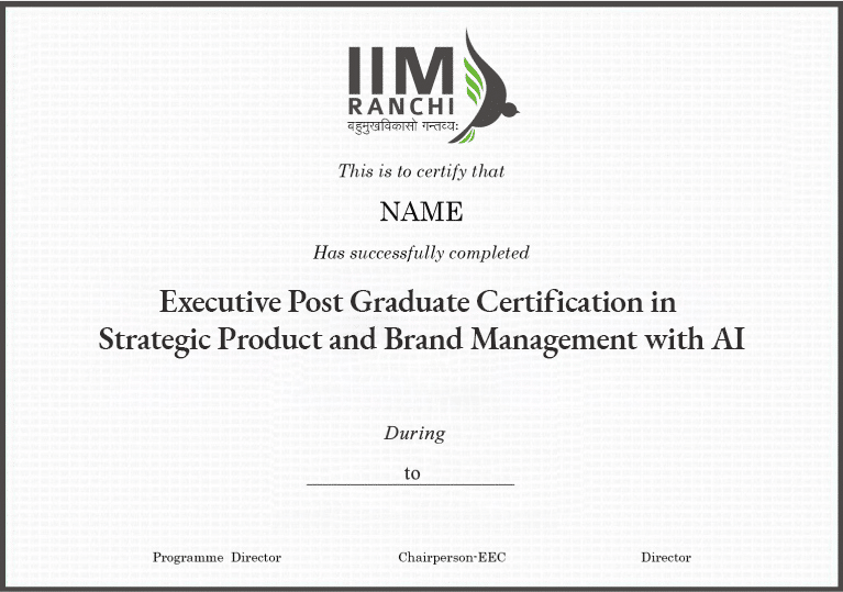 Product Management Course with AI IIM Ranchi Certificate Image