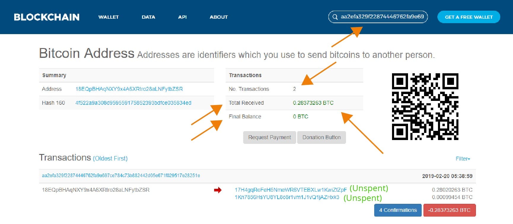 bitcoin address blockchain